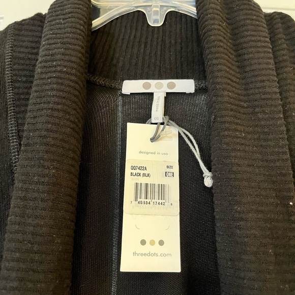 NWT Three Dots Black Wrap Shawl Sweater. Women's One Size. Large, Extra Large. - Picture 4 of 14